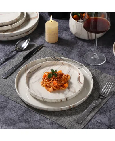 Lorren Home Trends Shiny Marble Look 12-pc. Dinnerware Set, Service For 4 In Sand