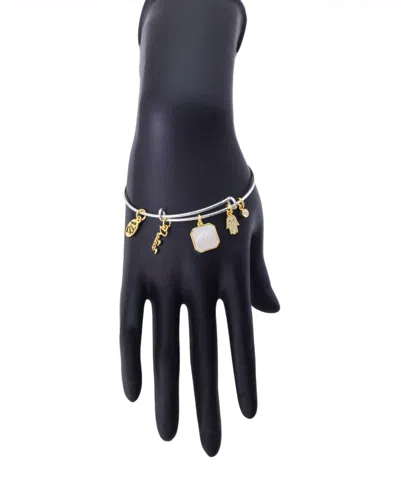 Unwritten Cubic Zirconia And Mother Of Pearl Protect Charm Bangle Bracelet In Multi