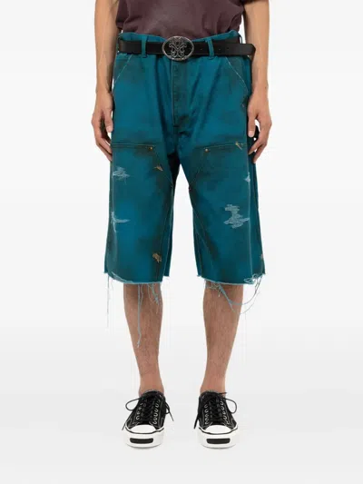 Kamiya Distressed Painter Shorts In Blue