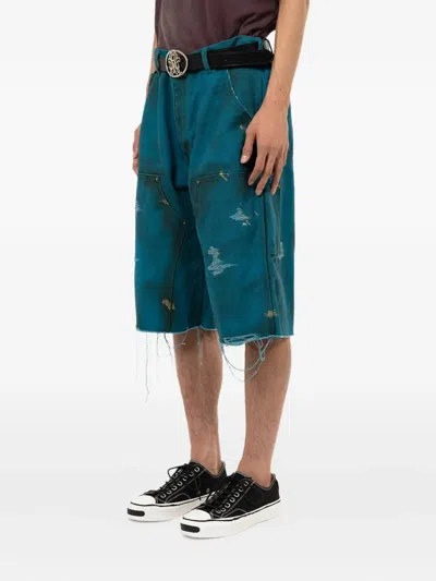 Kamiya Distressed Painter Shorts In Blue
