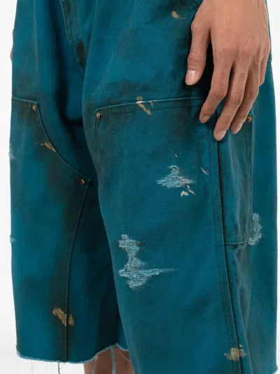 Kamiya Distressed Painter Shorts In Blue