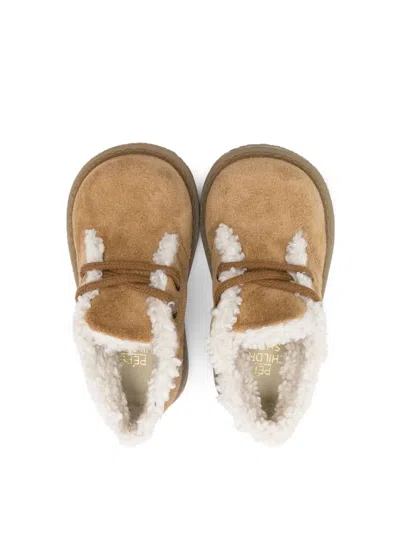 Pèpè Faux-shearling Suede Ankle Boots In Brown