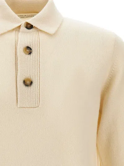 Filippo De Laurentiis Three-button Polo-neck Polo Shirt In Neutral