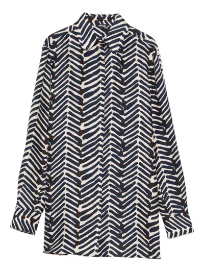 人字斜纹印花真丝衬衫