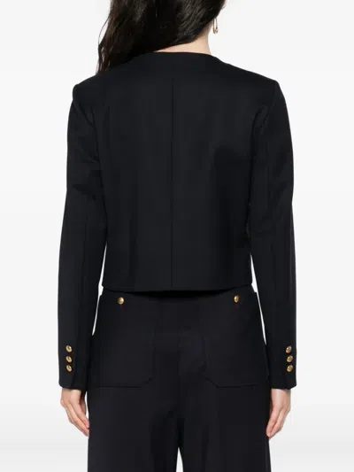 P.a.r.o.s.h Cropped Jacket With Gold Buttons And Pockets In Black
