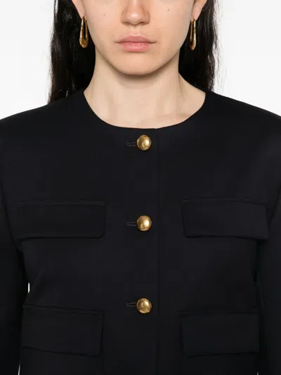 P.a.r.o.s.h Cropped Jacket With Gold Buttons And Pockets In Black