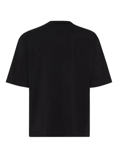 Dsquared2 Loose Fit Tee Logo Dsq2 Milano Sbiadito Effetto Texture Jersey Di Cotone T-shirt In Black