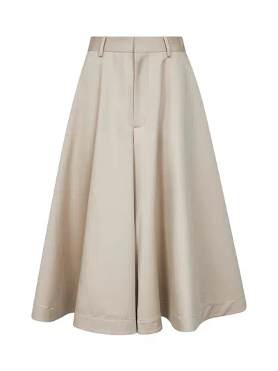 Bottega Veneta Women Beige Cotton And Silk Twill Culottes In Neutral