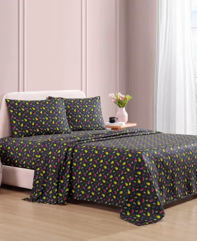Betsey Johnson Silky Microfiber Printed 3-pc. Sheet Set, Twin In Multi
