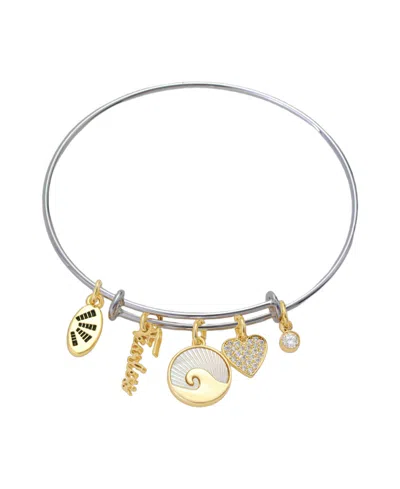 Unwritten Cubic Zirconia Fearless Charm Bangle Bracelet In Multi