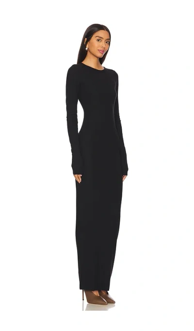 Éterne Long Sleeve Crewneck Maxi Dress In Black