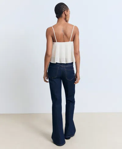 Mango Cotton Mix Fine Knit Peplum Cami Top In White