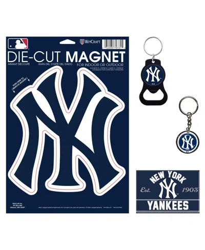 Wincraft New York Yankees 4-pack Key Rings And Magnets Set In Metallic