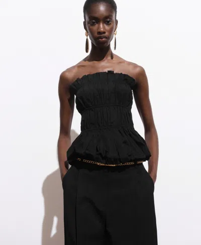 Mango Women's Straight-fit Pleated Pants In Black