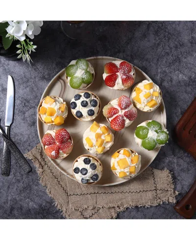 Lorren Home Trends Matte Marble Pattern Serving Platter In Sand