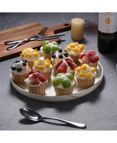 Lorren Home Trends Matte Marble Pattern Serving Platter In Sand