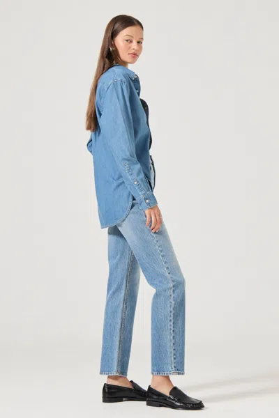 Rolla's Loulou High Rise Straight Leg Jean In Lennon Blue