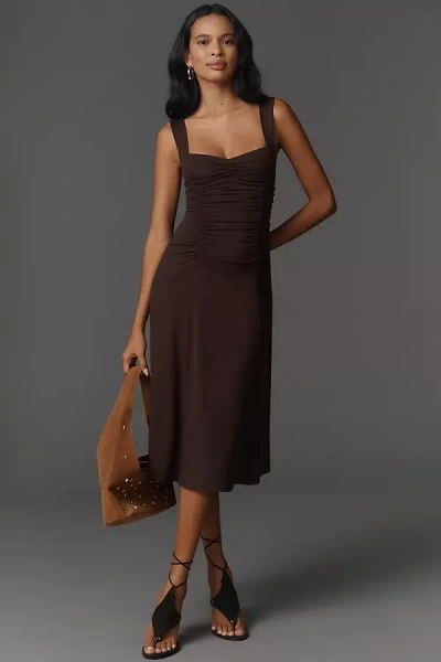 Reformation Suvi Sweetheart Knit Midi Dress In Brown