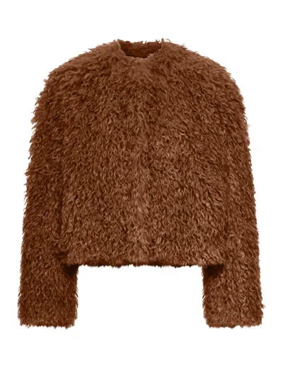 Tagliatore Cropped Fur Jacket In Brown