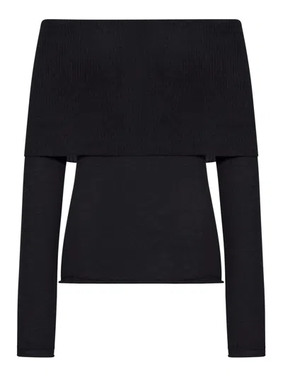 Roberto Collina Ribbed Boat Neck Sweater In Black