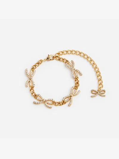 Self-portrait Girls Crystal Bow Bracelet In Gold
