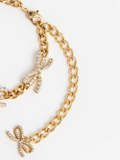 Self-portrait Girls Crystal Bow Bracelet In Gold