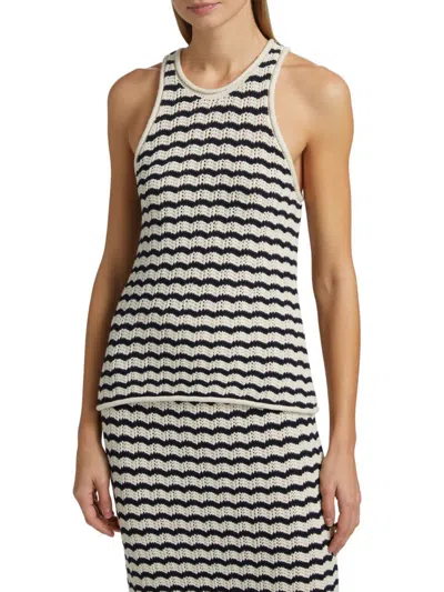 A.l.c Nelly Parchment Top In Navy Stripe In Multi