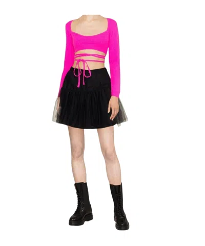 Patou Cropped Tie-fastening Top In Pink