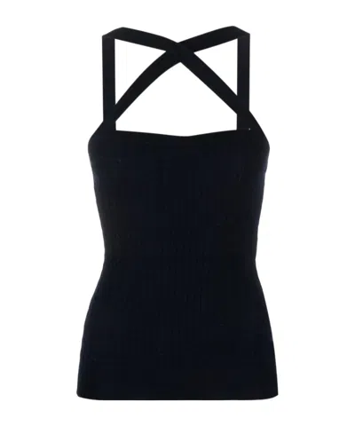 Patou Cable Knit Tank Top In Blue