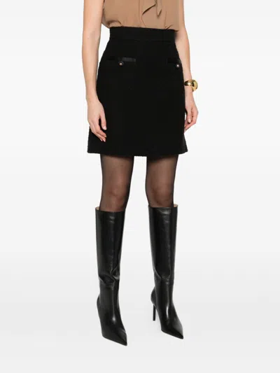 Dolce & Gabbana Cotton Skirt With Button Embellishment And Patch Pockets In Black