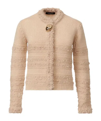 Fabiana Filippi Striped Knit Wool Jacket With Button Detail In Brown
