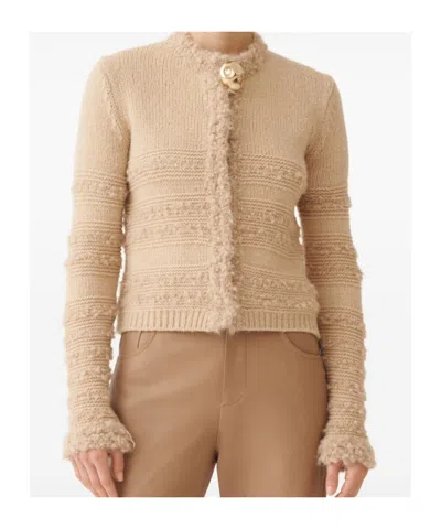 Fabiana Filippi Striped Knit Wool Jacket With Button Detail In Brown