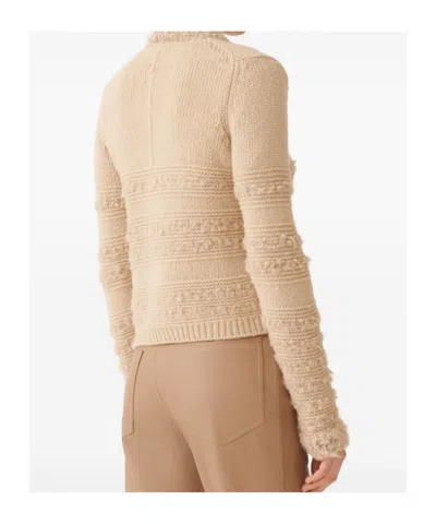 Fabiana Filippi Striped Knit Wool Jacket With Button Detail In Brown