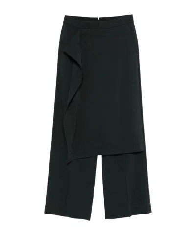Ami Alexandre Mattiussi Wool Trousers Layered Asymmetrical Design In Black