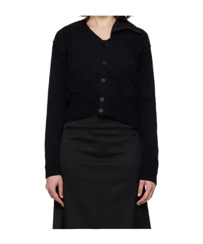 Mm6 Maison Margiela Mm6 By Maison Margiela Relaxed Fit Black Wool Knit Cardigan