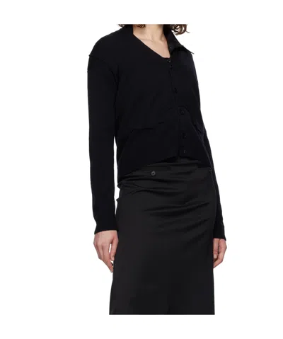 Mm6 Maison Margiela Mm6 By Maison Margiela Relaxed Fit Black Wool Knit Cardigan