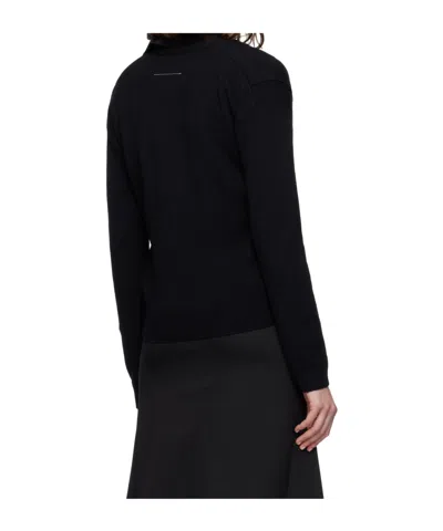 Mm6 Maison Margiela Mm6 By Maison Margiela Relaxed Fit Black Wool Knit Cardigan
