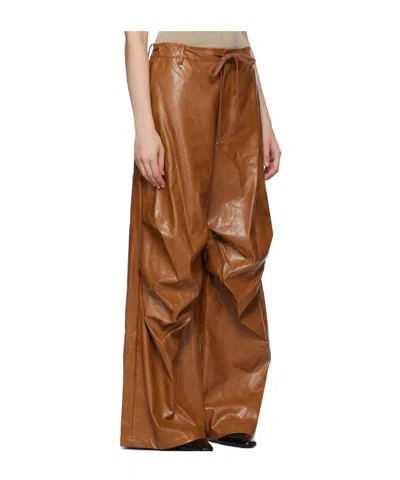 Mm6 Maison Margiela Brown Draped Faux-leather Trousers