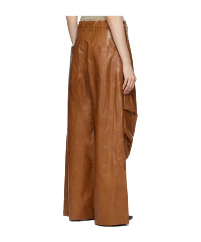 Mm6 Maison Margiela Brown Draped Faux-leather Trousers