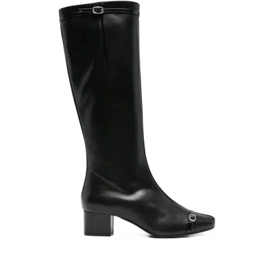 Carel Paris Buckle-detail Leather Boots In Black