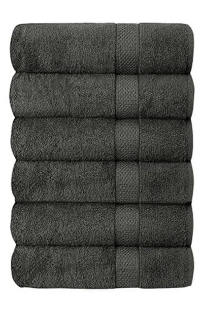 J&v Textiles J And V Textiles Set Of 6 Plush Towels In Gray
