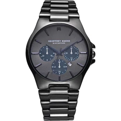 Geoffrey Beene Blue Sapphire Chronograph Bracelet Watch, 42mm In Black