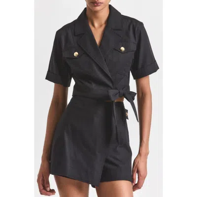 Derek Lam 10 Crosby Ragean Utility Wrap Top In Black