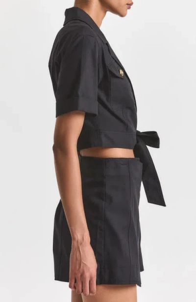 Derek Lam 10 Crosby Ragean Utility Wrap Top In Black