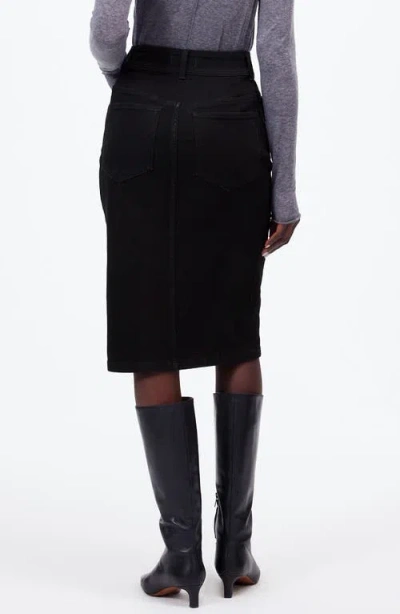 Madewell Button Front Denim Midi Skirt In Black