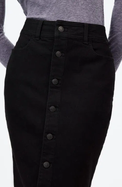 Madewell Button Front Denim Midi Skirt In Black