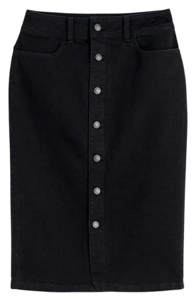 Madewell Button Front Denim Midi Skirt In Black