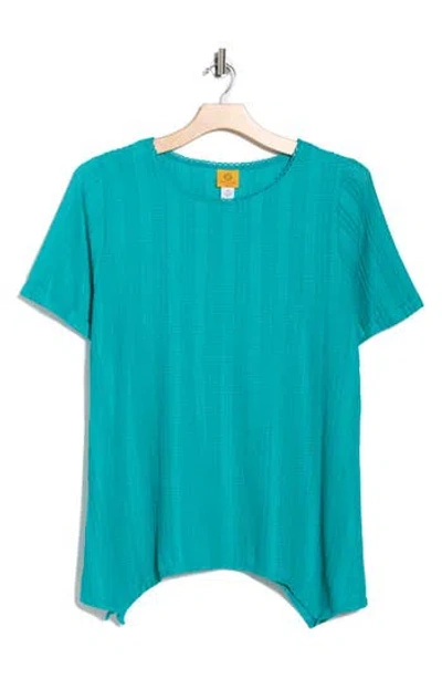 Ruby Rd. Ruby Rd Short Sleeve Textured Knit Top In Blue