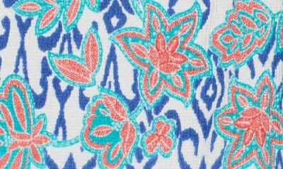 Ruby Rd. Ruby Rd Embroidered Short Sleeve Crinkled Top In Blue