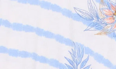 Ruby Rd. Ruby Rd Floral Stripe Crinkle Top In Blue